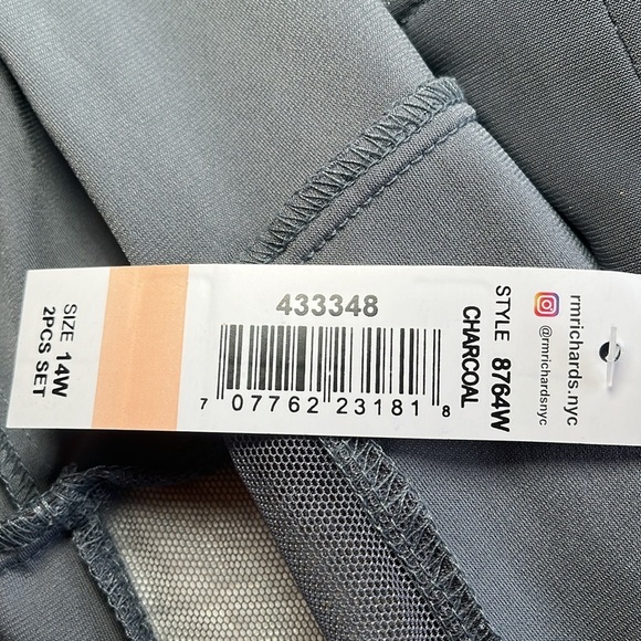 NWT Mesh Jacket Tank Top Women’s 14 W Grey Mocked Beaded Jeweled Sheer Formal - Picture 10 of 17